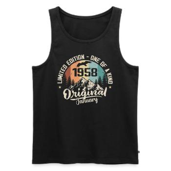January 1958 Original 67th Birthday Gift - Men's Premium Organic Tank Top - black - Front - Michal (187cm)