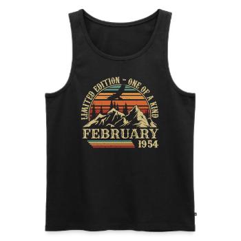 February 1954 Retro Born February 1954 Birthday - Men's Premium Organic Tank Top - black - Front - Michal (187cm)