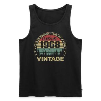 Cadeau Vintage Février 1968 Rétro Février 1968 - Débardeur bio Premium Homme - noir - Devant - AI Model Male 178 light (178cm)