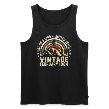 Anniversaire - février Cadeau Vintage février 1984 - Débardeur bio Premium Homme - noir - Devant - Michal (187cm)