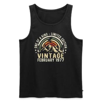 Anniversaire - février Cadeau Vintage février 1977 - Débardeur bio Premium Homme - noir - Devant - Michal (187cm)