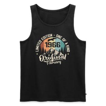February 1966 - February 1966 Gift - Men's Premium Organic Tank Top - black - Front - Michal (187cm)