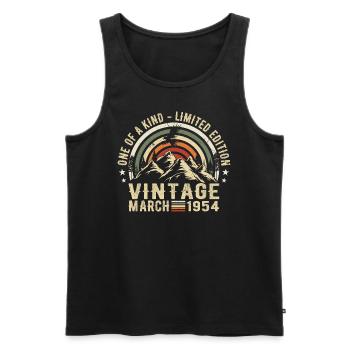 Born in March 1954 - Men's Premium Organic Tank Top - black - Front - AI Model Male 178 light (178cm)