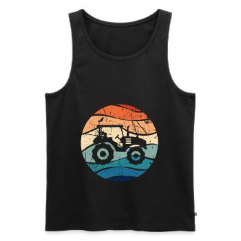 Tractor Farmer Trekker Farmer Retro Gift - Men's Premium Organic Tank Top - black - Front - Michal (187cm)