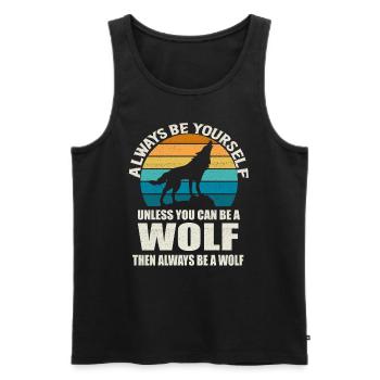 Toujours être toi-même Wolf Sunset - Débardeur bio Premium Homme - noir - Devant - AI Model Male 178 light (178cm)