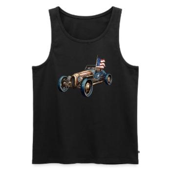 Car, RC Car ,Steampunk U.S. Flag Artist July 4th - Men's Premium Organic Tank Top - black - Front - AI Model Male 178 light (178cm)
