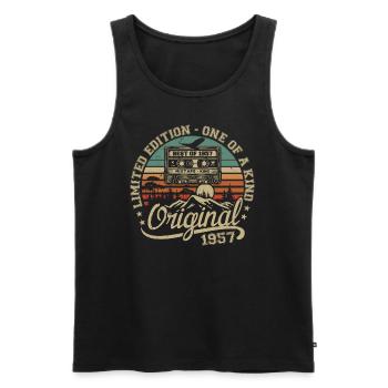 Jahrgang 1957 Geburtstagsgeschenk 1957 Retro 1957 - Männer Premium Bio Tank Top - Schwarz - Vorne - Michal (187cm)