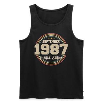 September 1987 Birthday Gift 1987 - Men's Premium Organic Tank Top - black - Front - Michal (187cm)