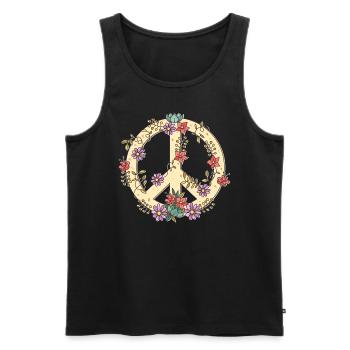 Peace Love 60er 70er Jahre Groovy Kostüm Blumen - Männer Premium Bio Tank Top - Schwarz - Vorne - Michal (187cm)