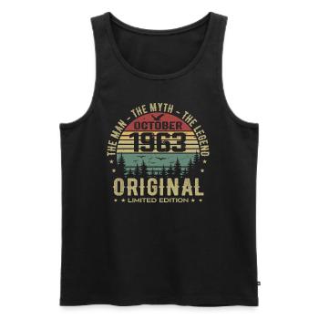 Man Birthday Gift 1963 October 1963 - Men's Premium Organic Tank Top - black - Front - Michal (187cm)