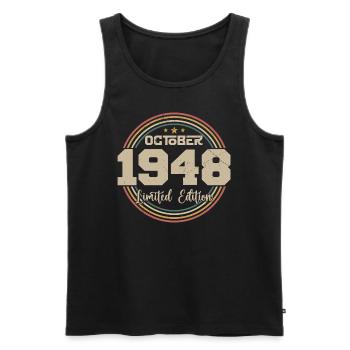 Born in October 1948 Retro Birthday October 1948 - Men's Premium Organic Tank Top - black - Front - AI Model Male 178 light (178cm)