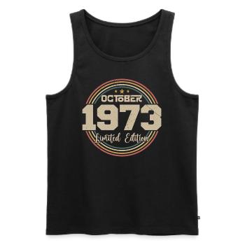 Born in October 1973 Retro Birthday October 1973 - Men's Premium Organic Tank Top - black - Front - Michal (187cm)