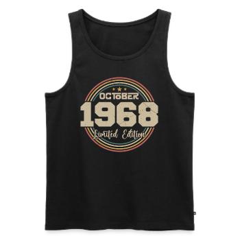 Born in October 1968 Retro Anniversary October 1968 - Men's Premium Organic Tank Top - black - Front - Michal (187cm)