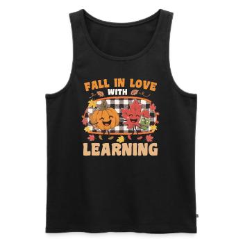 Verlieben Sie sich in das Lernen von Herbstkürbislehrer - Männer Premium Bio Tank Top - Schwarz - Vorne - AI Model Male 178 light (178cm)