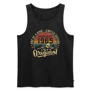 Janvier 1965 | Anniversaire Nées En Janvier 1965 - Débardeur bio Premium Homme - noir - Devant - Michal (187cm)
