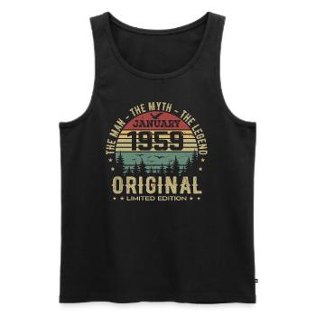 66 Jahre altes Geburtstagsgeschenk, geboren im Januar 1959 - Männer Premium Bio Tank Top - Schwarz - Vorne - Michal (187cm)