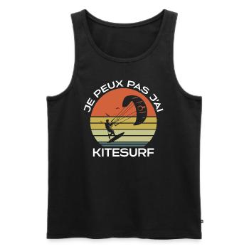 Je peux pas j'ai kitesurf - Débardeur bio Premium Homme - noir - Devant - Michal (187cm)