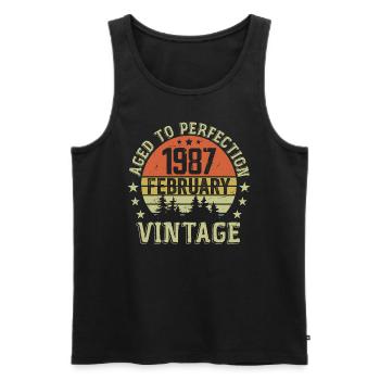 February 1987 - February 1987 Birthday Gift - Men's Premium Organic Tank Top - black - Front - Michal (187cm)
