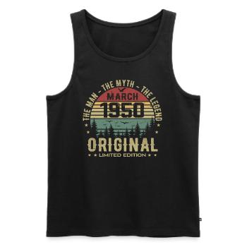 Gift for the 75th Anniversary Original March 1950 - Men's Premium Organic Tank Top - black - Front - Michal (187cm)
