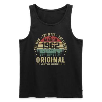 Gift for the 63rd Anniversary Original March 1962 - Men's Premium Organic Tank Top - black - Front - Michal (187cm)