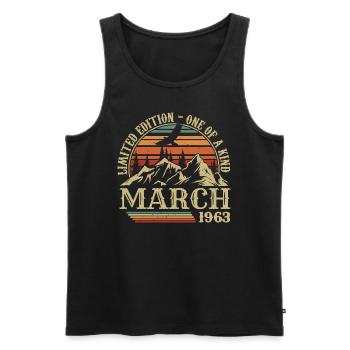 March 1963 Birthday Gift, Born In March 1963 - Men's Premium Organic Tank Top - black - Front - Michal (187cm)