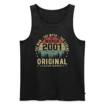 Original 24th Anniversary Gift March 2001 - Men's Premium Organic Tank Top - black - Front - Michal (187cm)