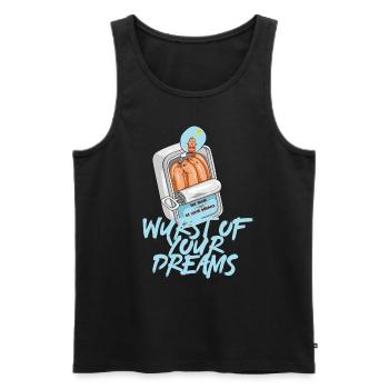 Sausage of your dreams on vacation on the beach experience - Men's Premium Organic Tank Top - black - Front - AI Model Male 178 light (178cm)