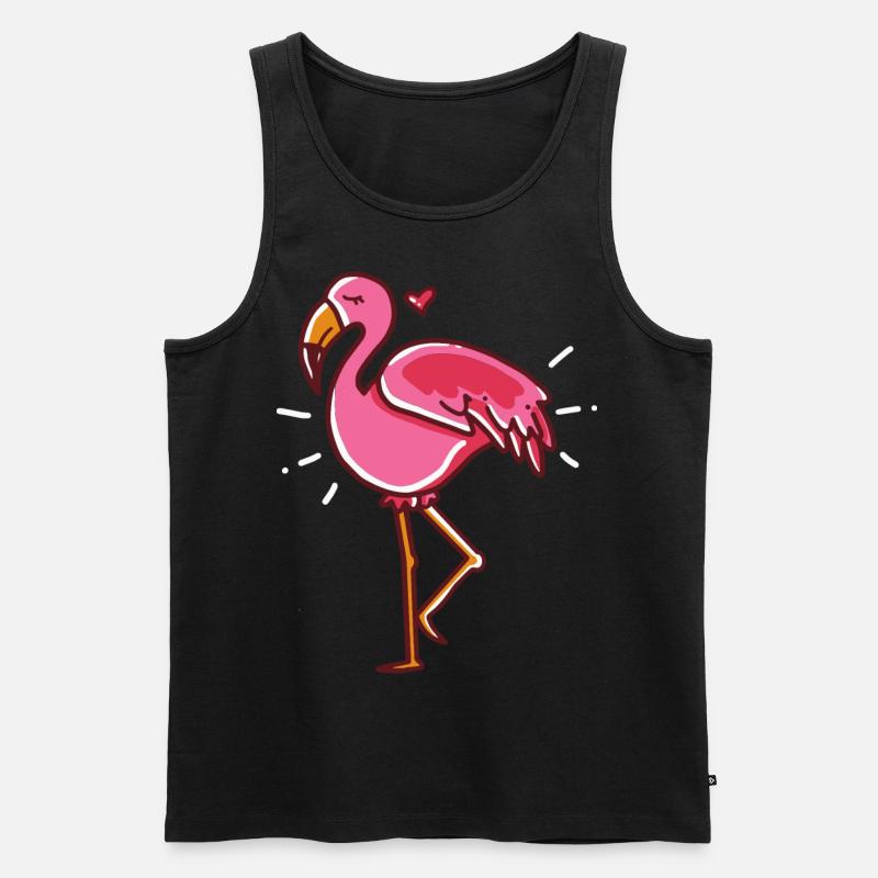 Flamingo Herz rosa Geschenk - Männer Premium Bio Tank Top - Schwarz