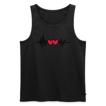 Puls, Frequenz, Valentinstag, 2 Herzen, I love you - Männer Premium Bio Tank Top - Schwarz - Vorne - Michal (187cm)