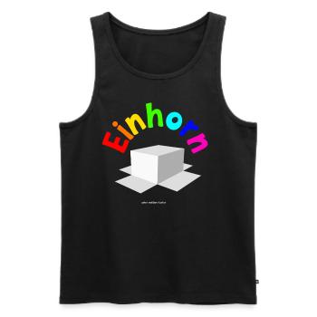 Einhorn unter weißem Karton - Männer Premium Bio Tank Top - Schwarz - Vorne - AI Model Male 178 light (178cm)