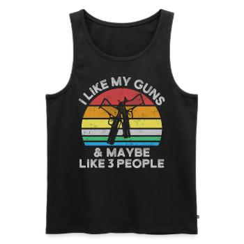 I Like My Guns And Maybe Like 3 People Schießstand - Männer Premium Bio Tank Top - Schwarz - Vorne - AI Model Male 178 light (178cm)