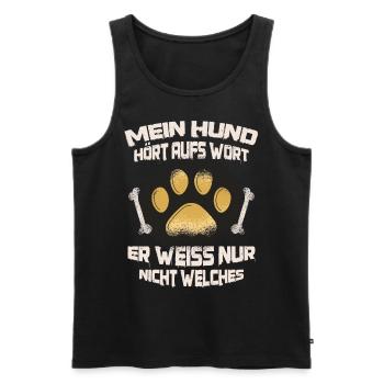 Mein Hund hört aufs Wort Hundeträner - Männer Premium Bio Tank Top - Schwarz - Vorne - Michal (187cm)