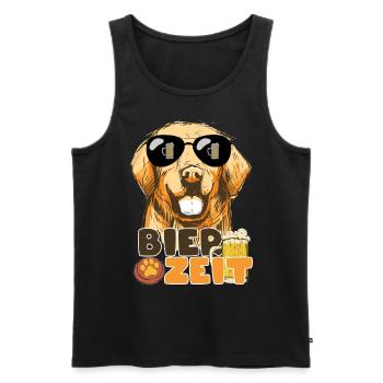 Golden Retriever Bierzeit Hund und Bier - Männer Premium Bio Tank Top - Schwarz - Vorne - Michal (187cm)