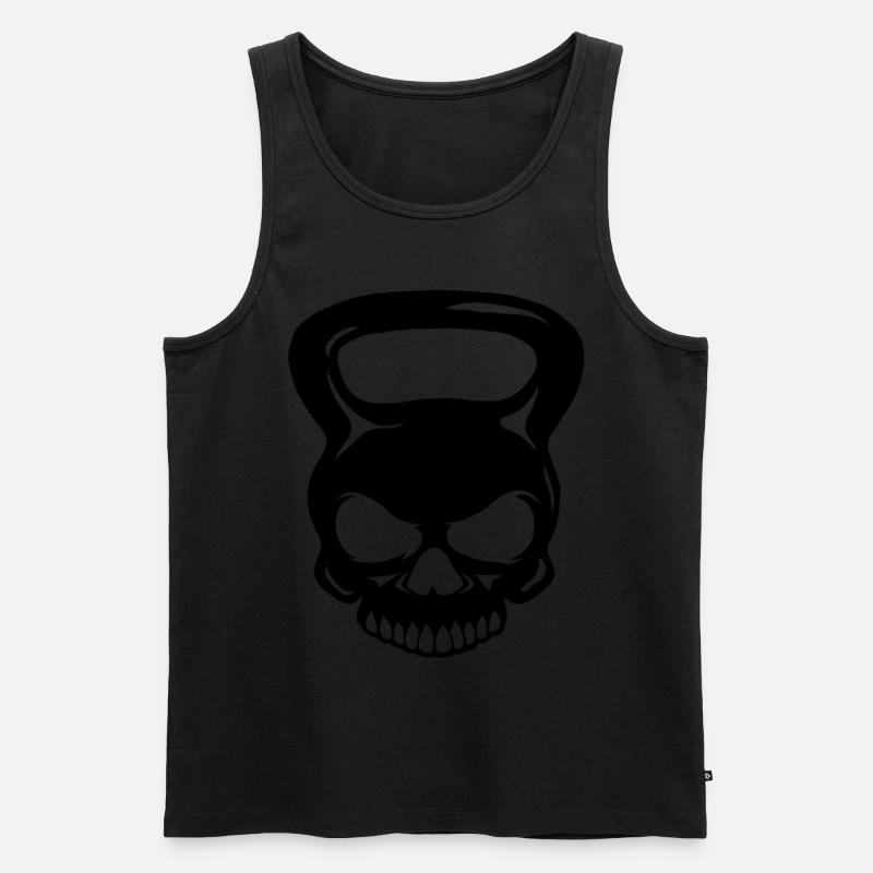 Kettlebell Skull - Totenkopf Kugelhantel - Männer Premium Bio Tank Top - undefined