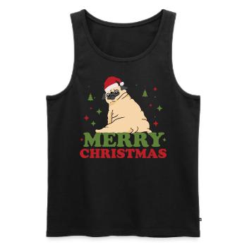 Joyeux Noël - Cadeau de Noël de chien drôle - Débardeur bio Premium Homme - noir - Devant - AI Model Male 178 light (178cm)