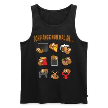 Was Männer mögen Frauen Hobbys Vorlieben - Männer Premium Bio Tank Top - Schwarz - Vorne - AI Model Male 178 light (178cm)