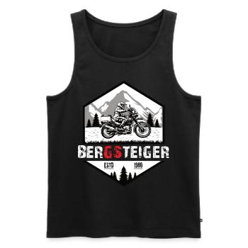 Biker Motorrad Boxer Spruch Abenteuer Bergsteiger - Männer Premium Bio Tank Top - Schwarz - Vorne - Michal (187cm)