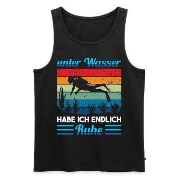 Taucher unter Wasser Ruhe Scuba Apnoe tauchen Dive - Männer Premium Bio Tank Top - Schwarz - Vorne - Michal (187cm)