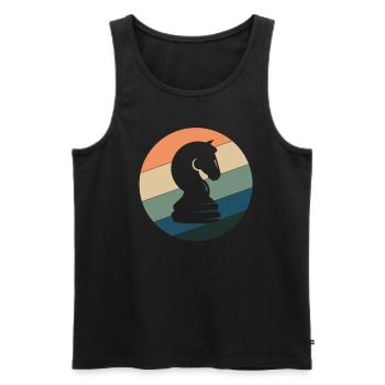 Vintage Chess Knight Chess Pieces Chess Set - Men's Premium Organic Tank Top - black - Front - AI Model Male 178 light (178cm)