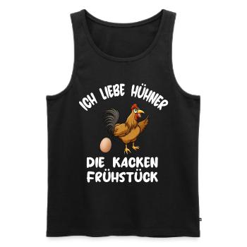 Hühner kacken Frühstück Eier Huhn Lustiger Spruch - Männer Premium Bio Tank Top - Schwarz - Vorne - Michal (187cm)