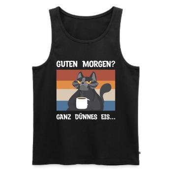 Guten Morgen Kaffee Katze lustiger Spruch - Männer Premium Bio Tank Top - Schwarz - Vorne - Michal (187cm)