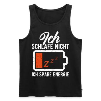 ICH SCHLAFE NICHT. ICH SPARE ENERGIE. - Männer Premium Bio Tank Top - Schwarz - Vorne - Michal (187cm)