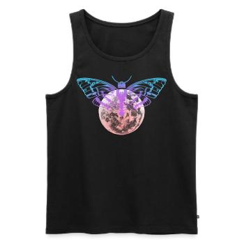 Drawing Moth and Full Moon / Skull Hawkmoth - Men's Premium Organic Tank Top - black - Front - AI Model Male 178 light (178cm)