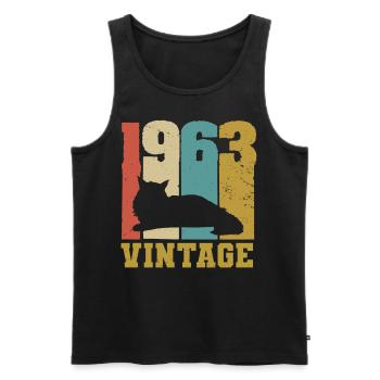 1963 Vintage Cat Maine Coon - Men's Premium Organic Tank Top - black - Front - AI Model Male 178 light (178cm)
