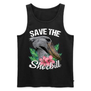 Schuhschnabel Save the shoebill - Men's Premium Organic Tank Top - black - Front - AI Model Male 178 light (178cm)