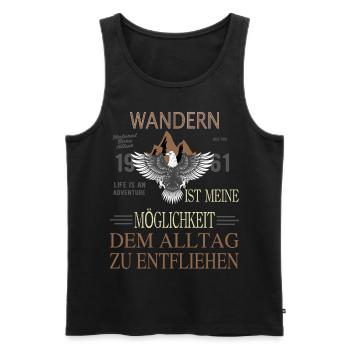 DEM ALLTAG ENTFLIEHEN - Natur - Wandern - Berg - Männer Premium Bio Tank Top - Schwarz - Vorne - Michal (187cm)