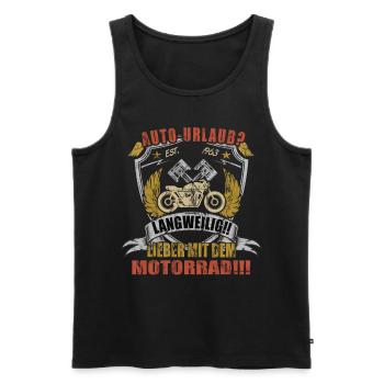 Lieber mit dem Motorrad - Biker - Männer Premium Bio Tank Top - Schwarz - Vorne - Michal (187cm)