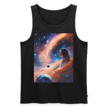Goddess transcends in stardust - Men's Premium Organic Tank Top - black - Front - AI Model Male 178 light (178cm)