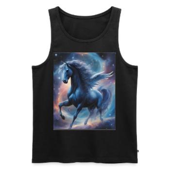 Pegasos (Pegasus) im Weltall - Weltenwanderer - Männer Premium Bio Tank Top - Schwarz - Vorne - Michal (187cm)