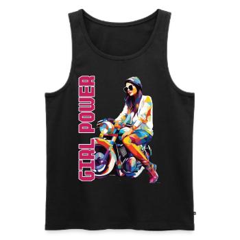 Frau Girl Power Motorrad Bikerin - Männer Premium Bio Tank Top - Schwarz - Vorne - Michal (187cm)